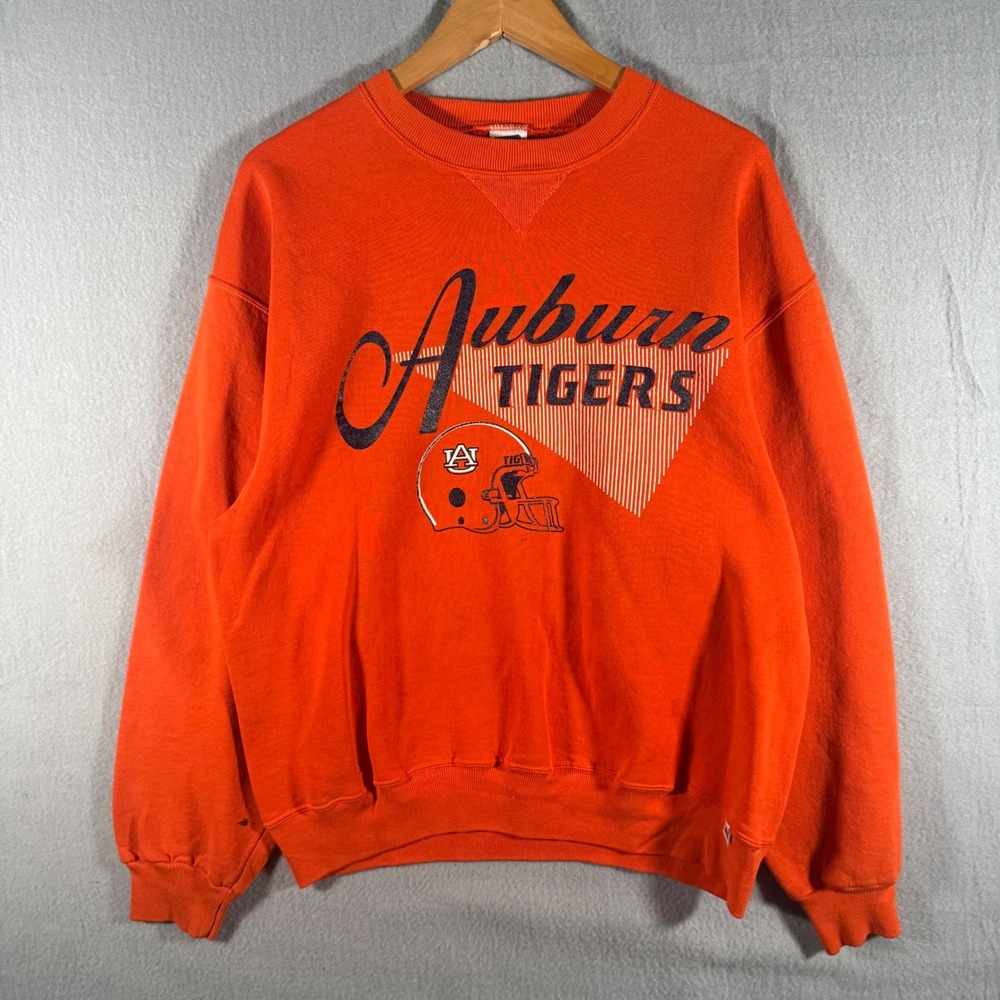 Vintage Russell Athletic Auburn Tigers Sweatshirt Mens Large Orange Made in USA